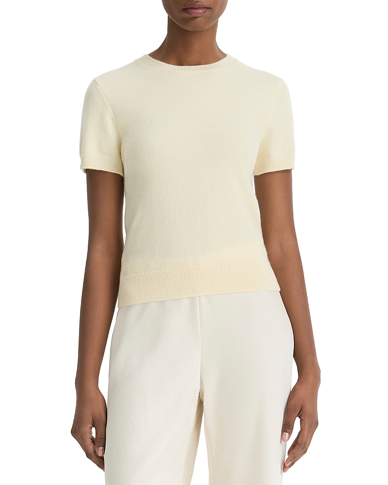 Vince Short-sleeve Cashmere-blend Tee In Light Butter