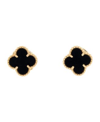 Pre-Owned Van Cleef & Arpels - Sweet Alhambra Stud Earrings 18K Gold and Onyx
