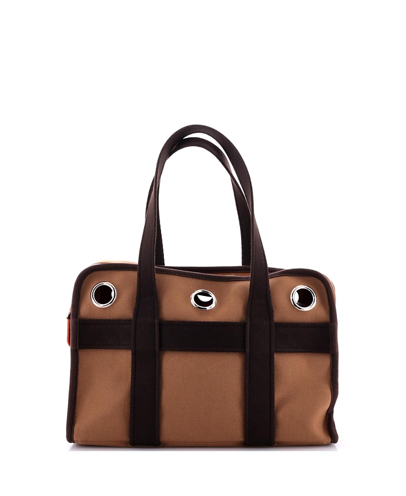 Pre-owned Hermes Hermes Small Pet Dog Carrier Toile In Brown