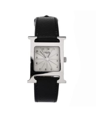 Pre-Owned HERMÈS - Heure H Quartz Watch in Stainless Steel and Leather 21mm