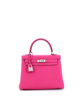 Pre-Owned Hermes Kelly 25 Handbag Pink Togo with Palladium Hardware