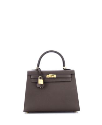 Pre-Owned Hermes Kelly 25 Handbag Brown Epsom with Gold Hardware