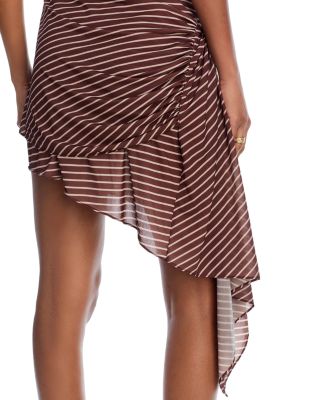 Izel Asymmetric Striped Mini Dress