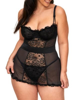 Adore Me Etty Women's Plus-Size Babydoll & G-String Set Lingerie