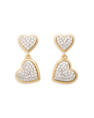 kate spade new york Heart You Gold Tone Cubic Zirconia Pave Heart Drop Earrings