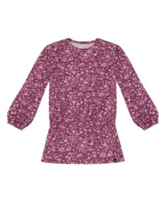 Deux par Deux - Girls' Elastic Waist Tunic Burgundy Printed Little Flowers - Big Kid