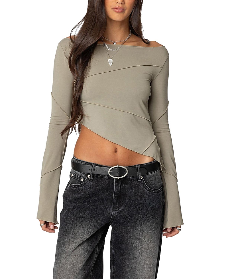 EDIKTED MAURA BOAT NECK ASYMMETRIC TOP