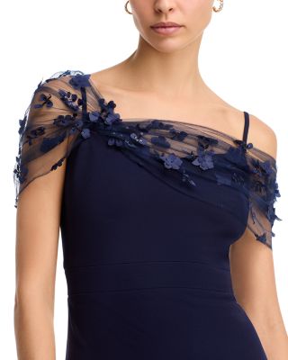 Beaded Twist Overlay Gown