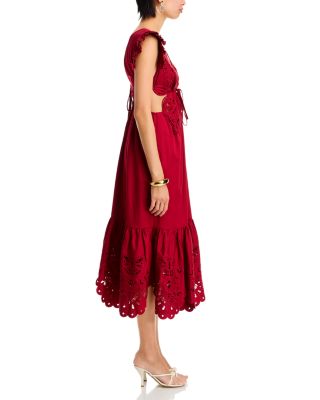 Red Butterfly Midi Dress