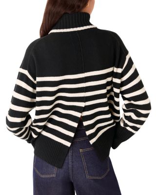 High Neck Striped Wool Sweater