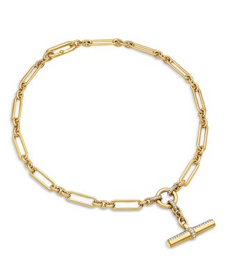 Lexington Chain Necklace in 18K Yellow Gold with Diamonds, 18"
