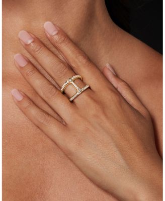 18K Yellow Gold Phantom Diamond Double Row Statement Ring