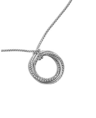 Crossover Pendant Necklace with Diamonds