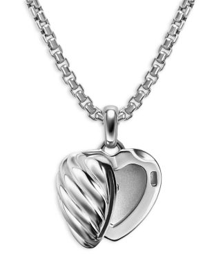 Sculpted Cable Heart Locket in Sterling Silver, 23mm
