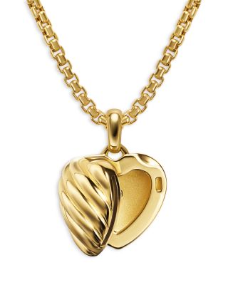 Sculpted Cable Heart Locket in 18K Yellow Gold, 23mm