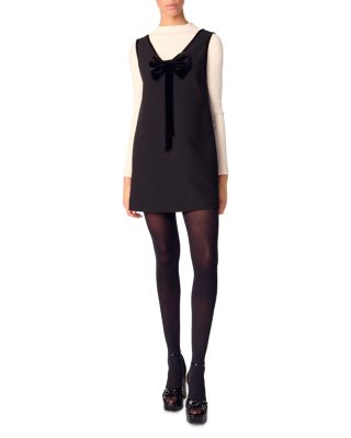 Pinafore Dress with Velvet Collar