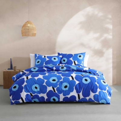Unikko 3 Piece Cotton Percale Comforter Set, Full Queen