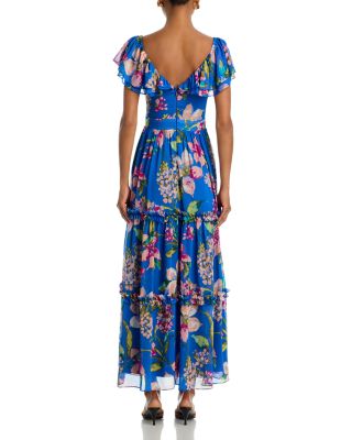 Floral Chiffon Flutter Sleeve Maxi Dress - Exclusive