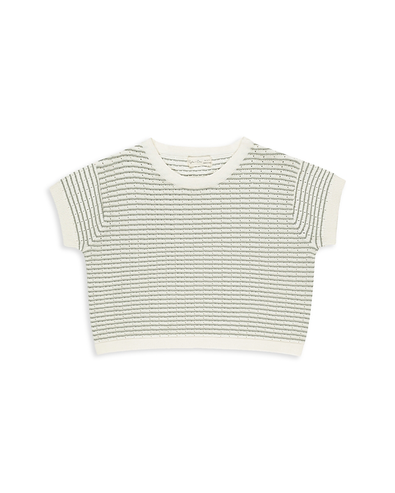 Shop Rylee + Cru Girls' Boxy Crop Knit Striped Tee - Little Kid In Ivory