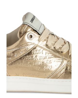 Women's Wings Vintage Metallic Gold Graffiti Sneakers