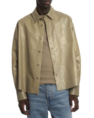 AMI - Boxy Fit Leather Shirt Jacket