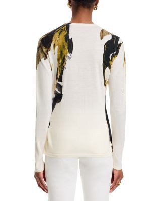Merino Wool Brushstroke Print Sweater