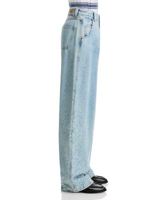 High Rise Wide Leg Jeans in Aqua Blue