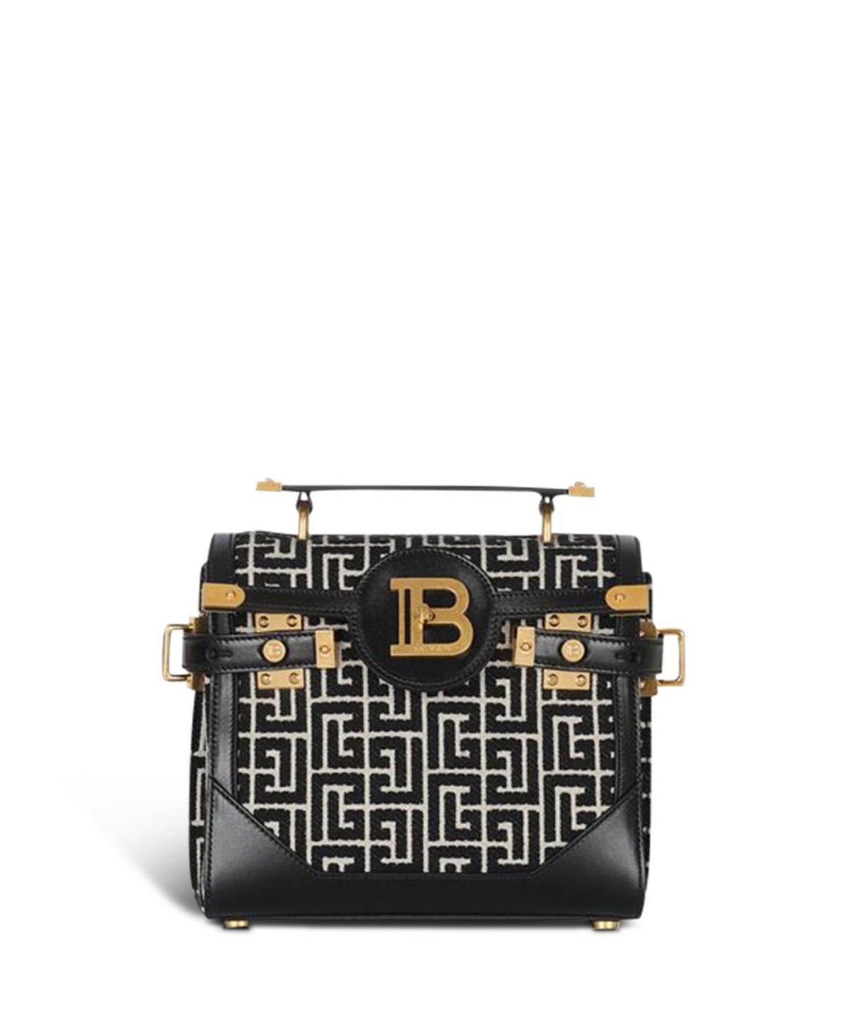 Balmain Women's B-Buzz 23 Bag in Jacquard and Leather in Black