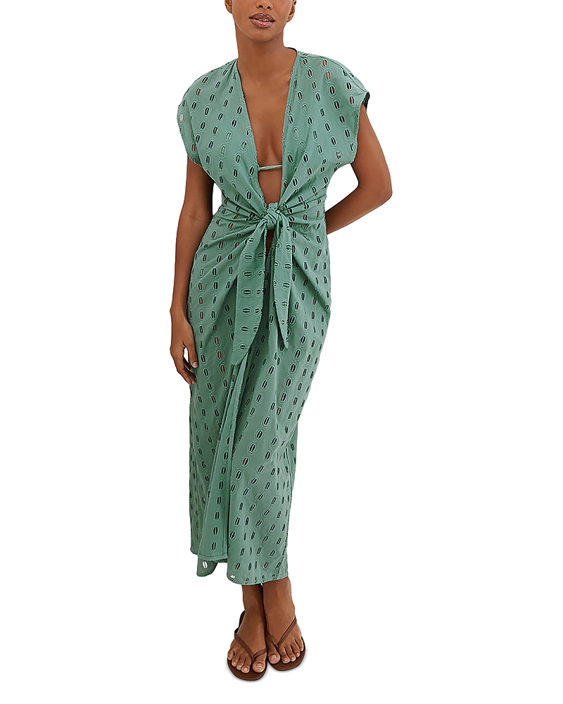 Shop Vix Sasha Eyelet Cover-up Dress In Blue