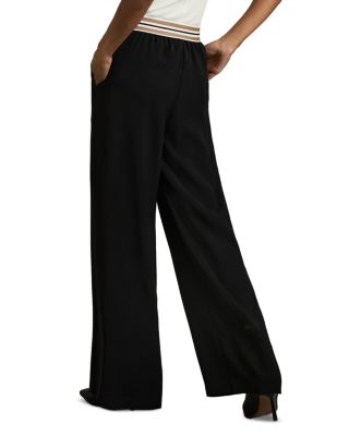 Abs Striped Waistband Wide Leg Trousers