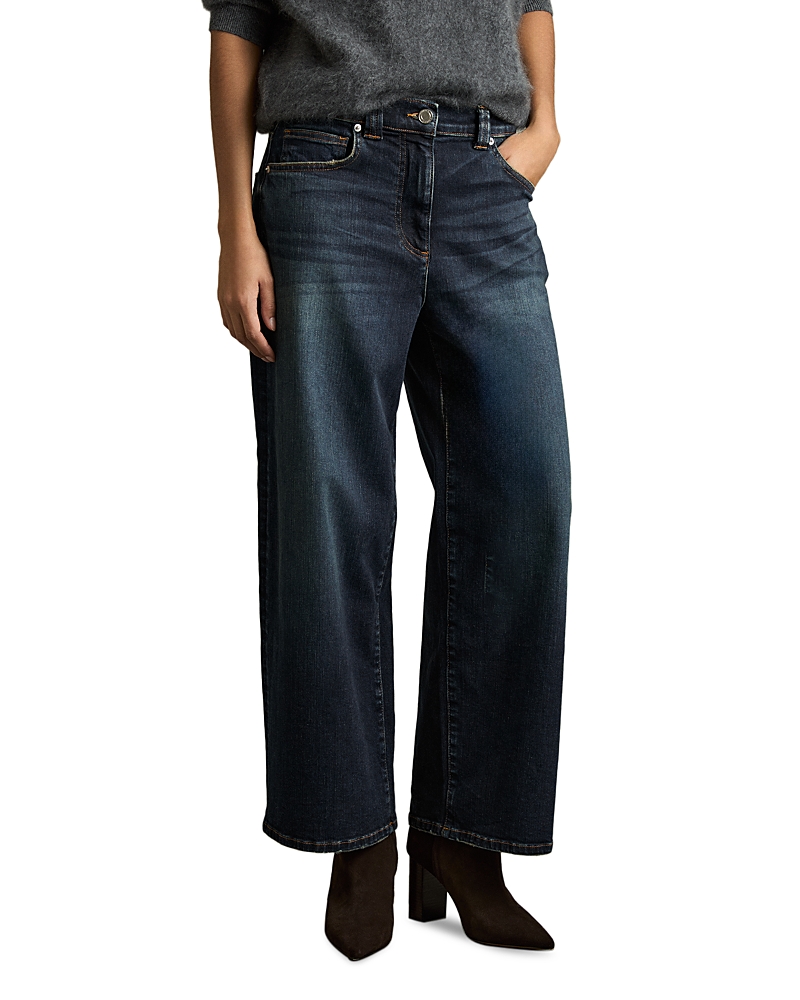 Reiss Petite Myrtle Denim Culottes In Dark Blue In Dark Blue