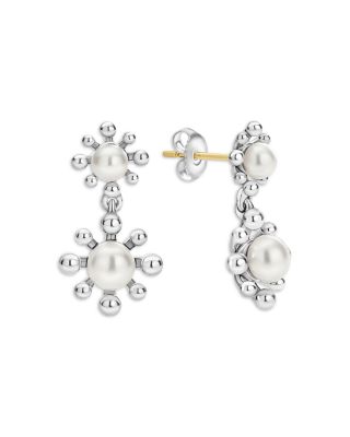 LAGOS - Sterling Silver Luna Cultured Pearl Fleur Drop Earrings