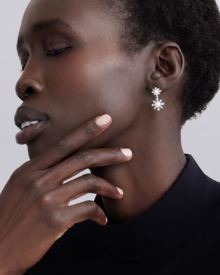 Sterling Silver Luna Cultured Pearl Fleur Drop Earrings