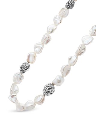 Sterling Silver Luna Keshi Pearl & Caviar Bead Collar Necklace, 18"