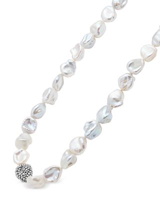 Sterling Silver Luna Keshi Pearl & Caviar Bead Long Strand Necklace, 34"