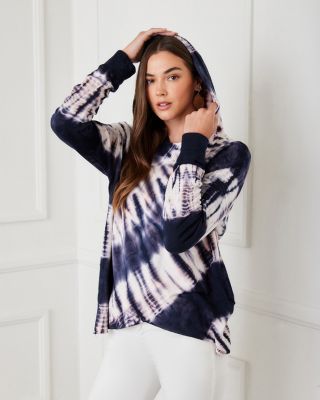 Tie Dyed Asymmetric Hem Hoodie Top 