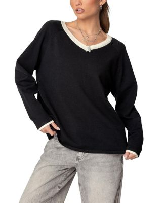 Edikted - Contrast V Neck Knit Sweater