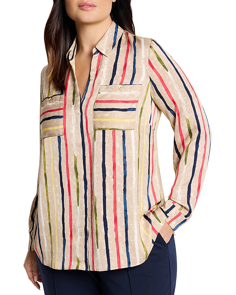 Nic+zoe Plus Painted Stripe Shirt In Neutral Multi