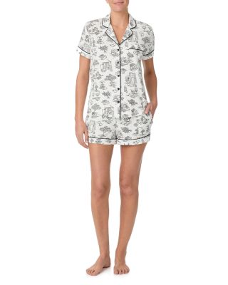 Printed Short Sleeve Boxer Pajama Set