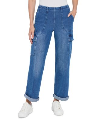 Lyssé - Scout High Rise Cuffed Cargo Jeans in Mid Wash
