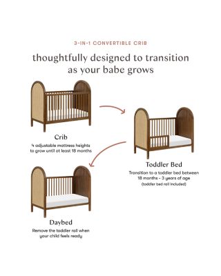 Bondi Cane 3-in-1 Convertible Crib with Toddler Bed Conversion Kit in Natural Walnut
