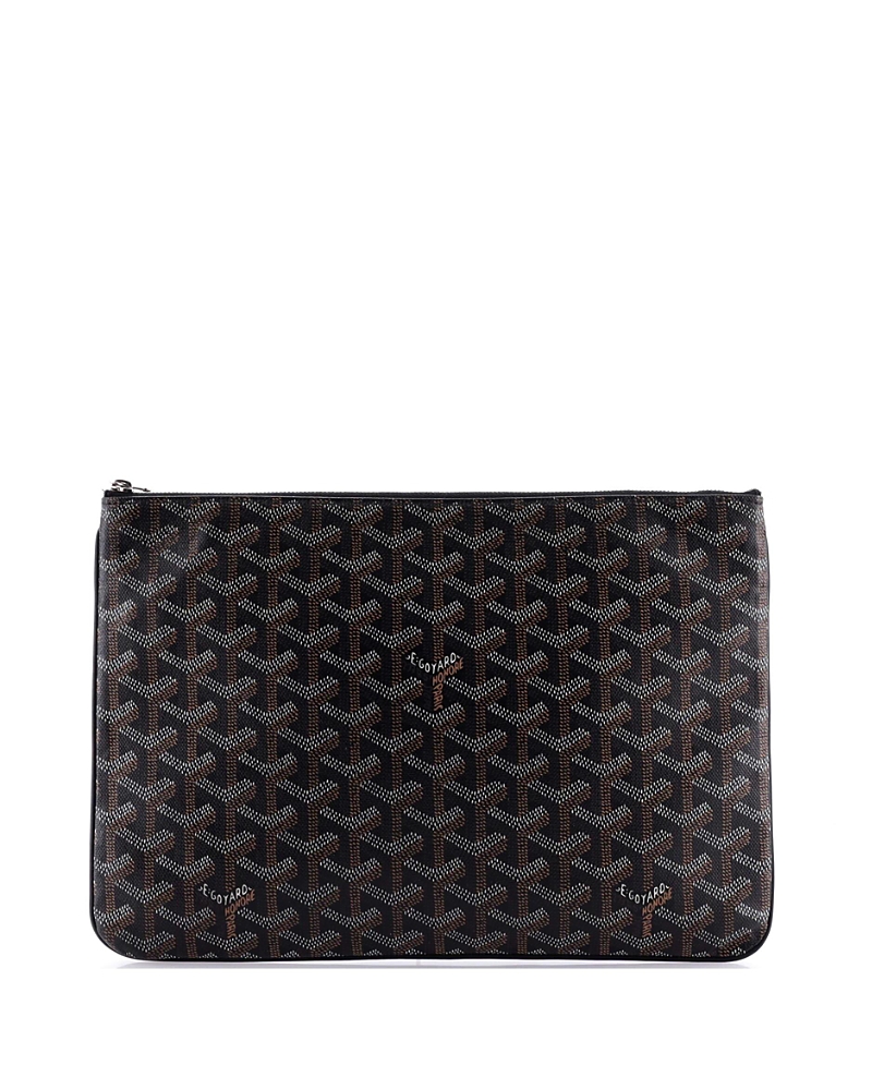 Pre-owned Pre-owned Goyard Goyard Mm Senat Zip Pouch Coated Canvas In Black