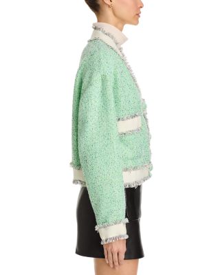 Fringe Trim Colorblocked Jacket