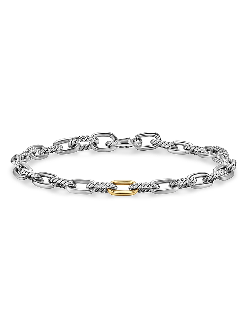 Men's Dy Madison Chain Bracelet in Sterling Silver with 18K Yellow Gold, 6mm