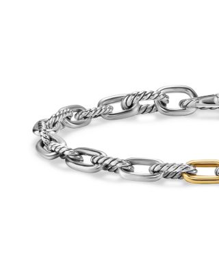 Men's DY Madison&reg; Chain Bracelet in Sterling Silver with 18K Yellow Gold, 6mm