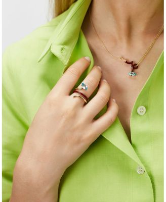 9K Yellow Gold You&#39;re So Vine Blue Topaz &amp; Enamel Coil Ring