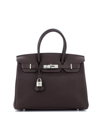 Pre-Owned Hermes Birkin 30 Handbag Brown Togo with Palladium Hardware