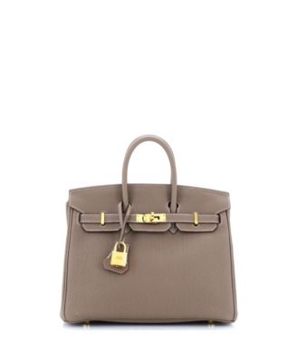 Pre-Owned Hermes Birkin 25 Handbag Grey Togo with Gold Hardware