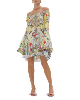 Floral Print A Line Silk Mini Dress