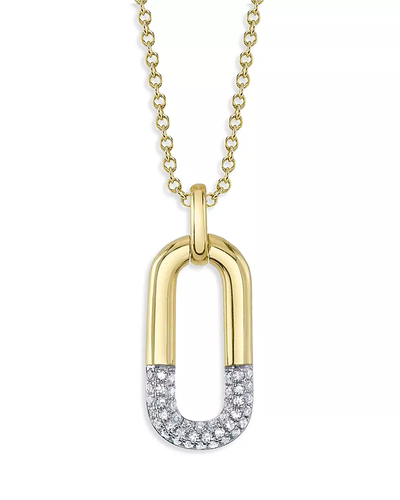Shy Creation 14K Gold Kate Diamond Link Pendant Necklace, 15